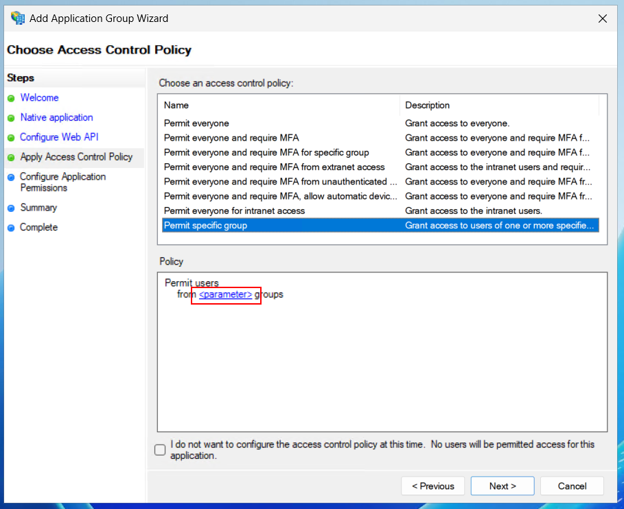 Anlage - Screen - Access Control Policy