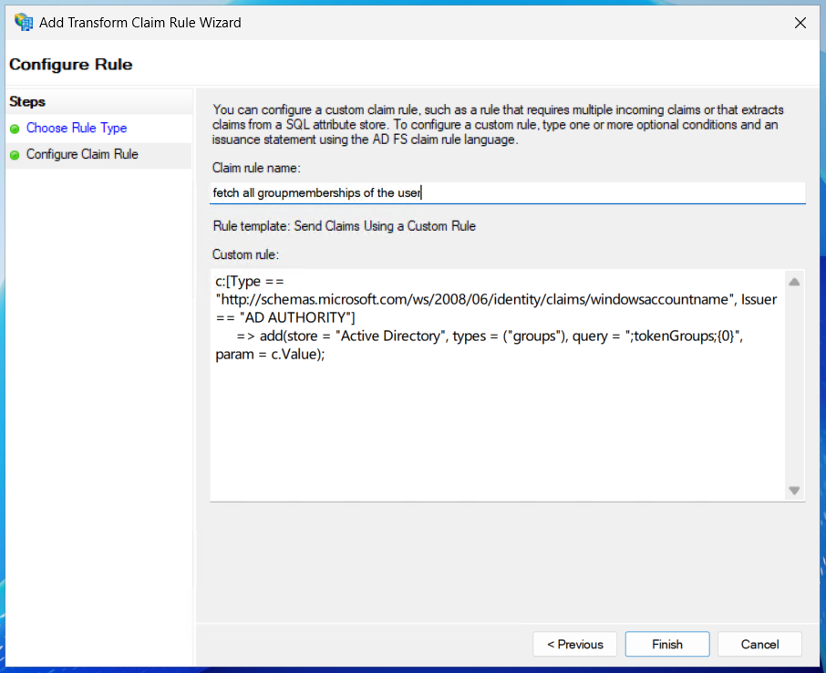 Anlage - Screen - Add Transform Claim Rule Wizard CustomRule