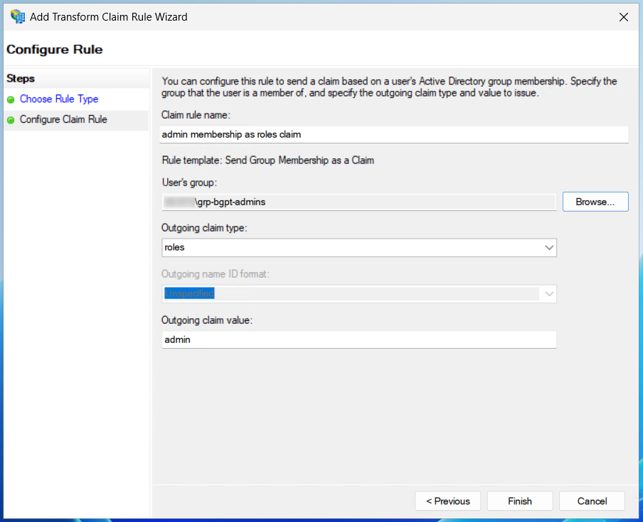 Anlage - Screen - Add Transform Claim Rule Wizard Groupmembership