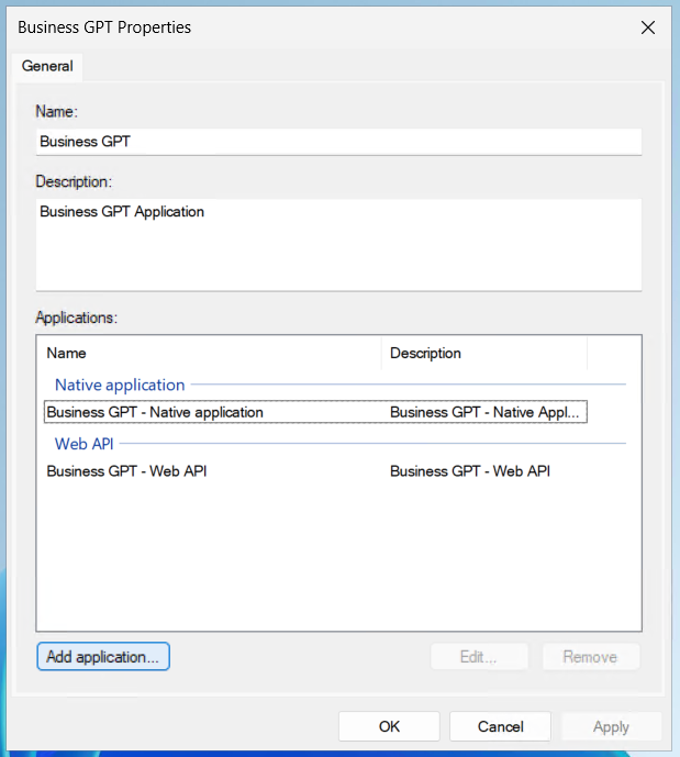 Anlage - Screen - Add Application