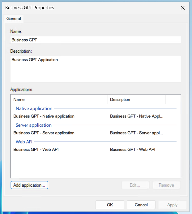 Anlage - Screen - Application Group mit Server Application